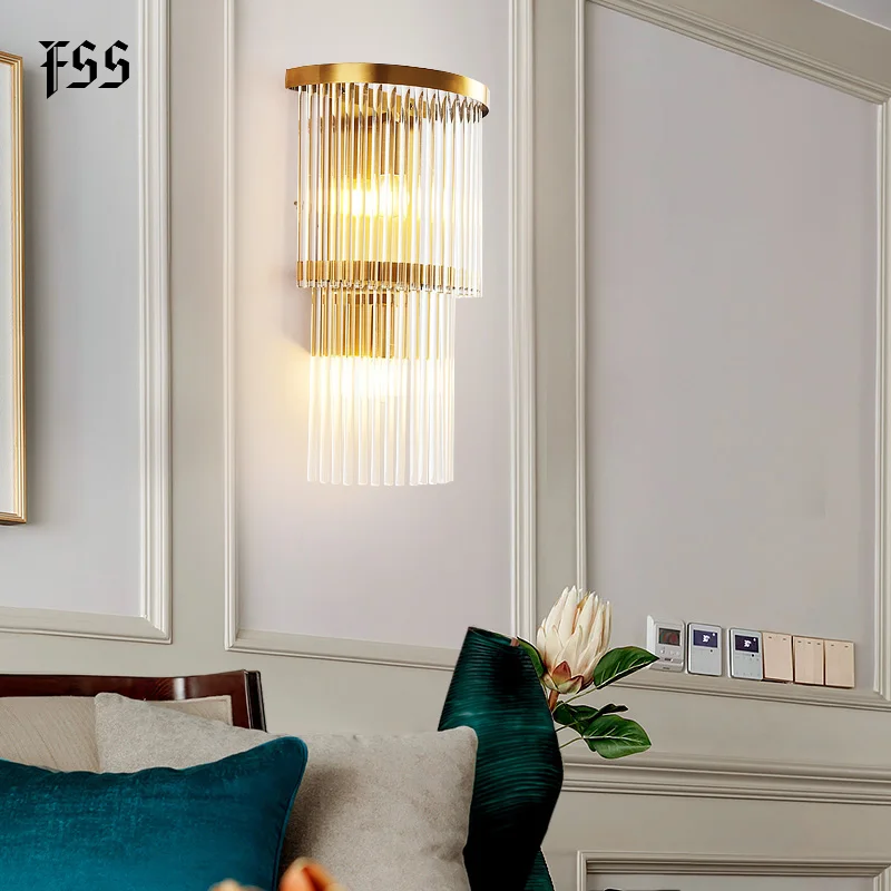 FSS роскошный стеклянный стержень современный золотой прикроватный настенный