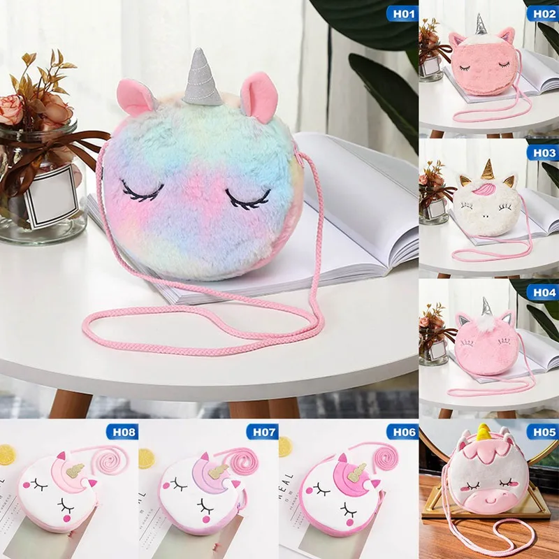 

Unicorn Plush Round Shoulder Bag Children Cartoon Crossbody Messenger Shoulder Bag Casual Sling Chain Ladies Bags Dropship