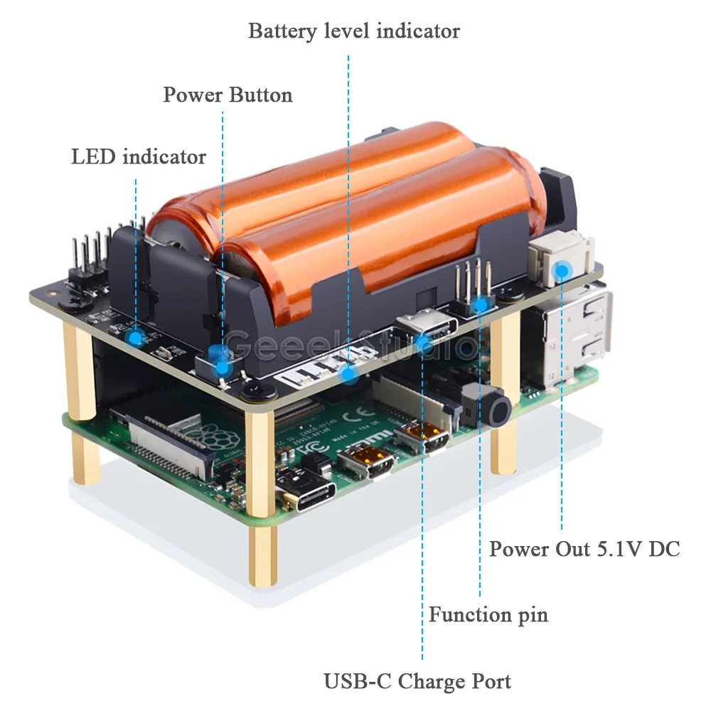 Raspberry Pi 4B/3B +/3B X728 шапка и плата управления питанием с датчиком потери питания