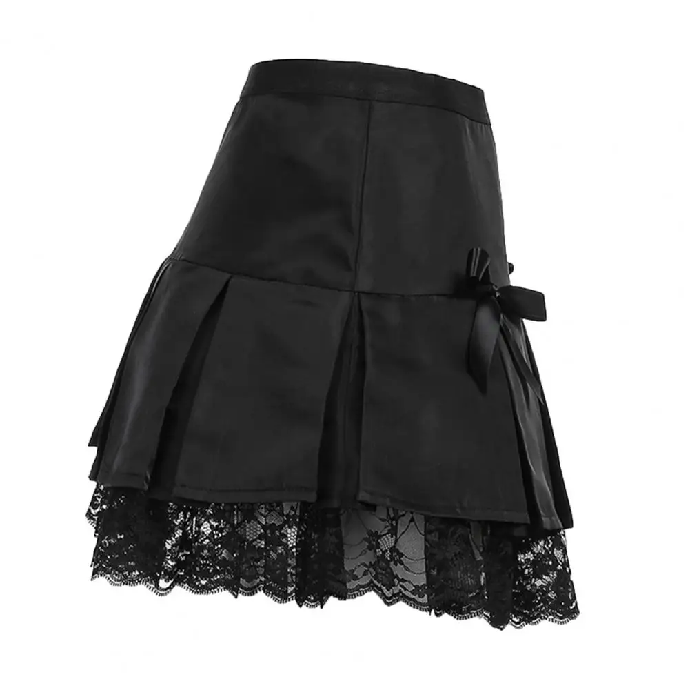 

Summer Women Skirts High Waist Ruffled Mini Skirt A-line Sexy Lace Patched Bow Tie Miniskirt Fashion Mini Skirt Women 2021