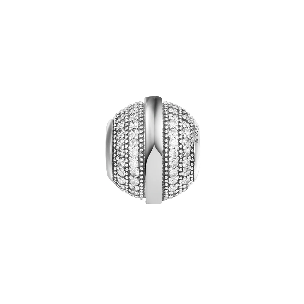 

2021 New Fit Europe Bracelets Pave & Logo Charms Argent 925 Sterling Silver Clear CZ Beads for Women DIYJewelry Making Kralen
