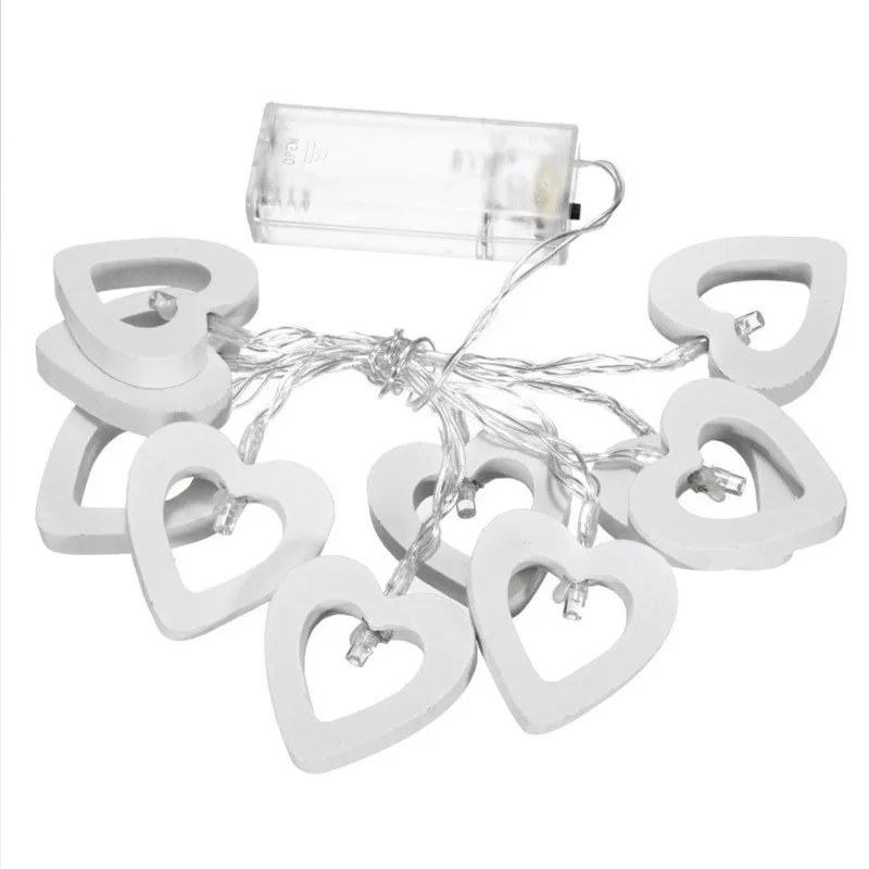 

LED Wooden Peach Heart Shape Love Light String USB Battery Box Room Decoration Christmas Lantern Lamp String