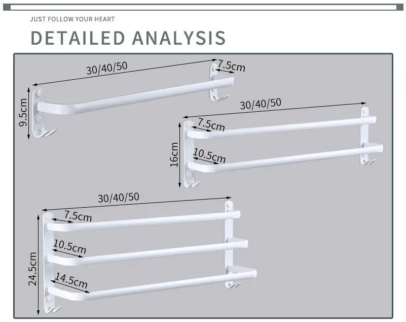 Вешалка для полотенец Настенная алюминиевая модная вешалка в ванную комнату
