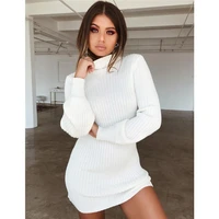 women casual winter autumn dress lady long sleeve crewneck jumper thin casual knitted sweater mini dress vestidos mujer 2020 new