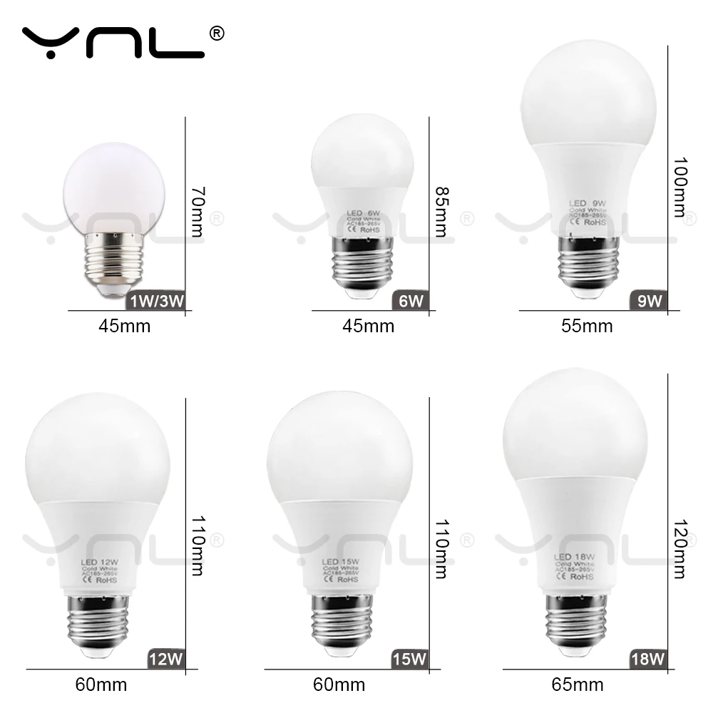 Светодиодная лампочка E27 настольная лампа 3 Вт 6 9 12 15 18 точечная