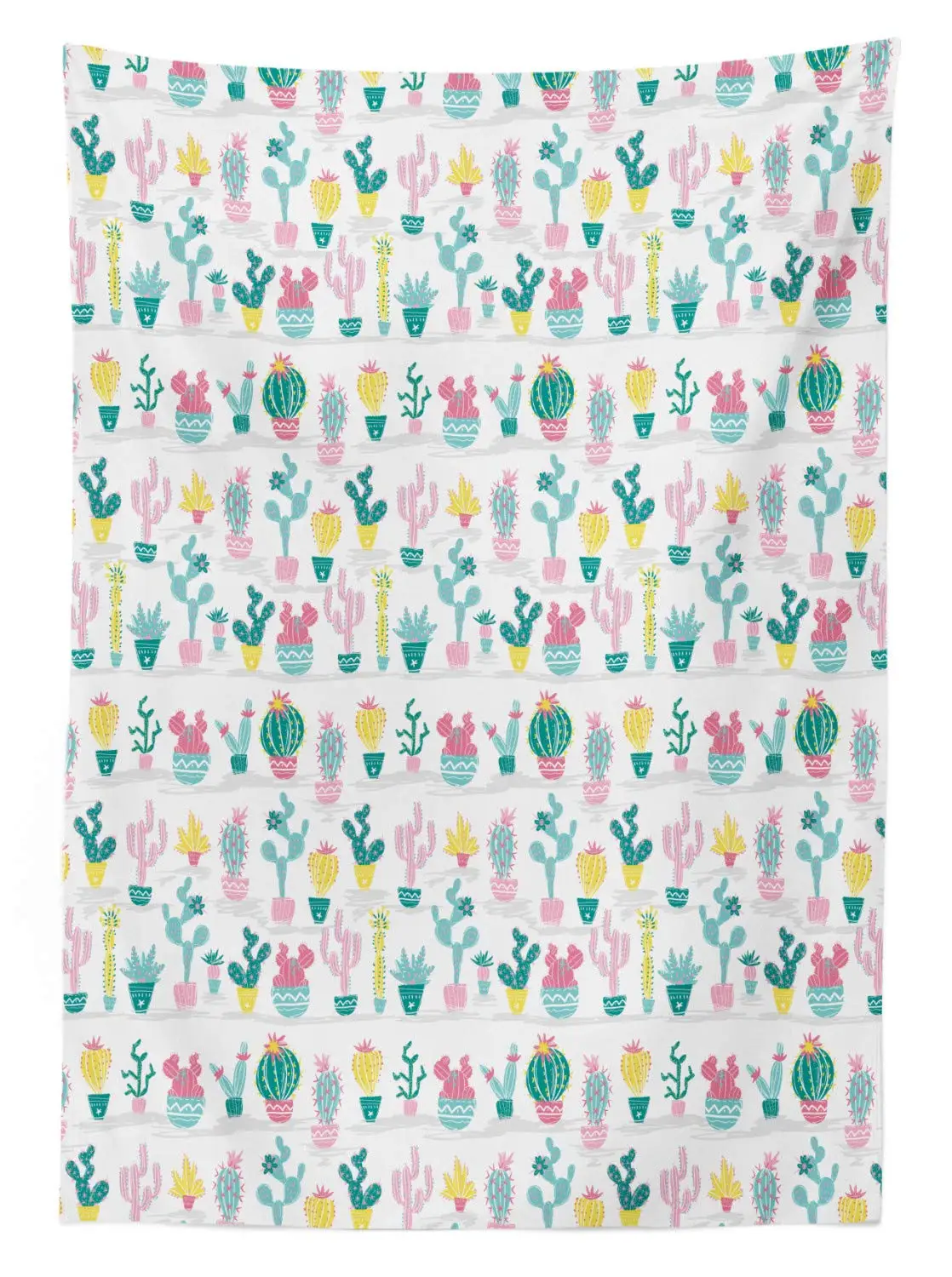 Скатерть кактусы красочные Рисованные экзотические и суккулентные растения в
