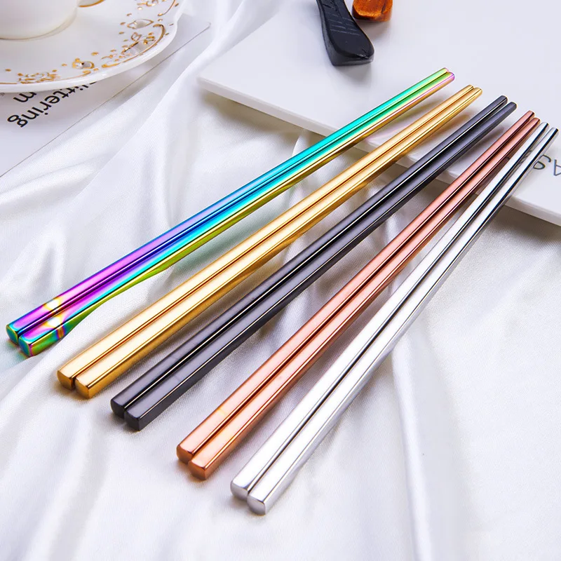 

Colorful Stainless Chopsticks Rainbow Metal Chopsticks Kitchen Tableware Anti Scald Dishware Wedding Party Festival Occasions