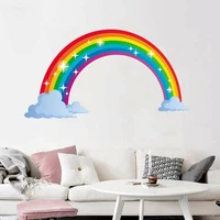 rainbow art decal lovely self adhesive wall sticker removable wallpaper for children room kindergarten decorative accessories