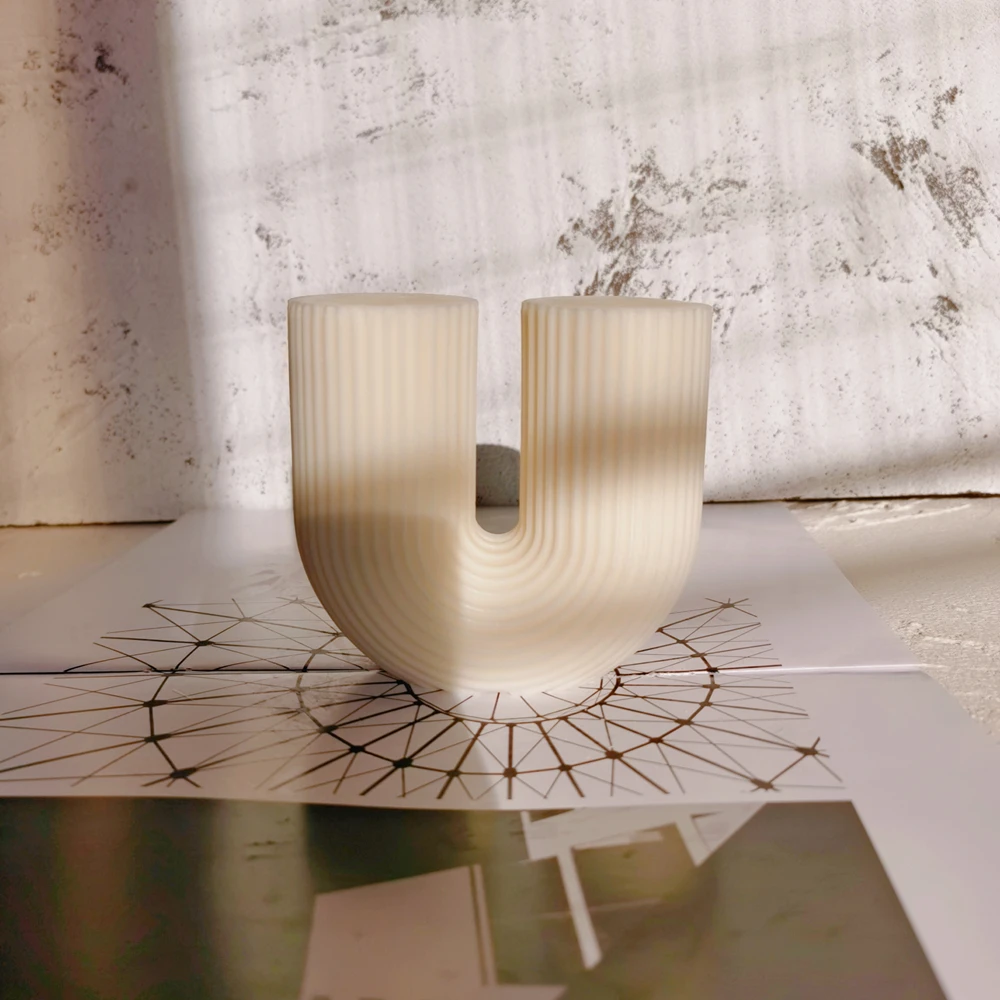 Эстетические ребристые U-образные полосатые силиконовые формы для свечей