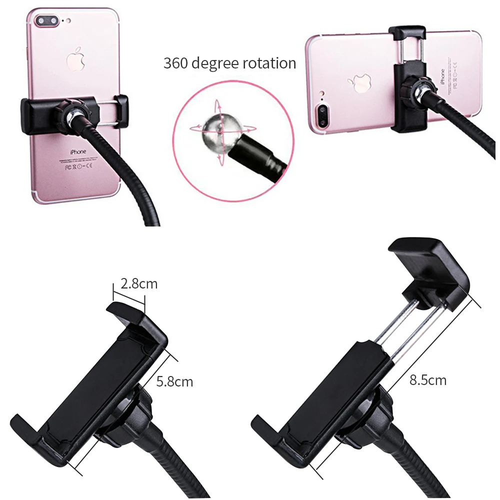 Световое кольцо для селфи LED лампа универсальная с гибким держателем телефона