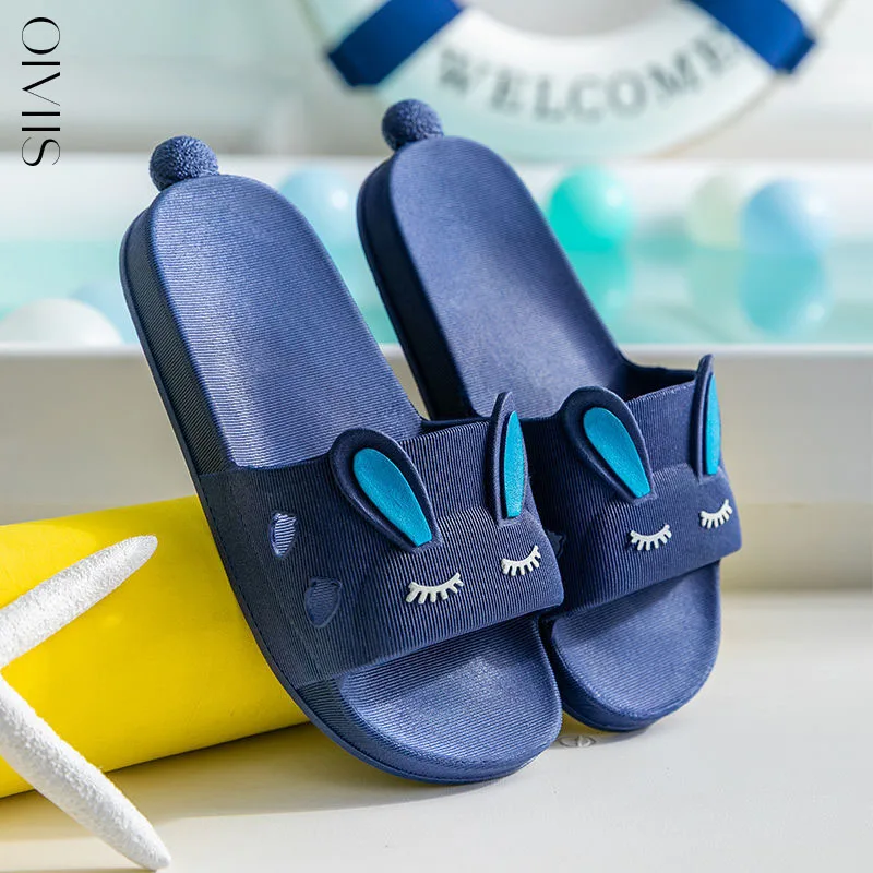 Детские пляжные шлепанцы с мультяшным Кроликом домашние тапочки сандалии