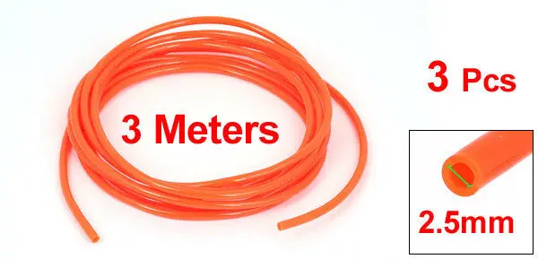 

3Pcs 10Ft Length 4mm x 2.5mm Red Polyurethane PU Air Compressor Hose Pipe Tube