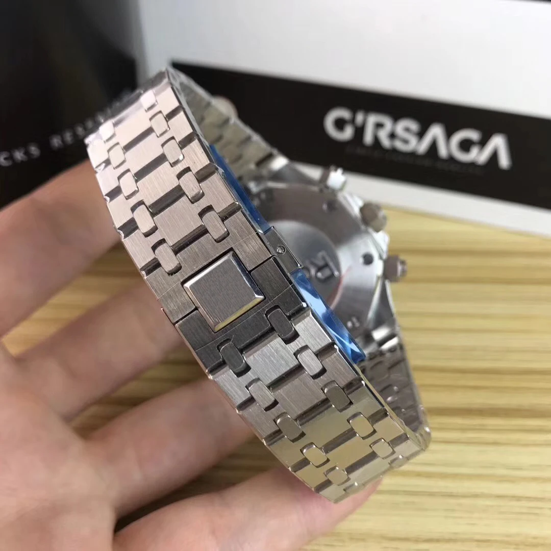 

Top Classic New Men Watch Quartz Chronograph Moon Phase Sapphire Stainless Steel Full Diamonds Luminous Black Blue Watches