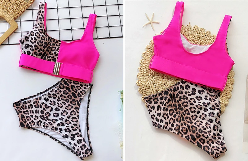 Бикини Bikinx из кусков леопардовая расцветка,, Холтер, пуш-ап, женский купальник, сдельные боди, Сексуальная Пряжка для купальника, купальник для женщин