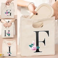 women bag canvas tote clutch thermal lunch bag2022 whitemarble print portable eco shopper storage bagsorganizer travel bags