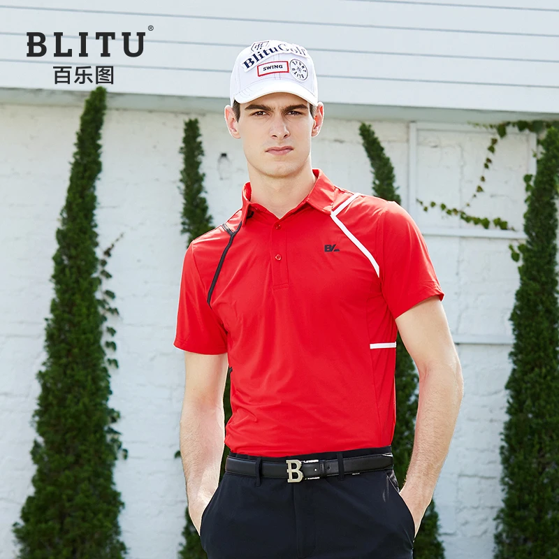 Мужская рубашка BLITU для гольфа летняя спортивная одежда спортзала футболка с