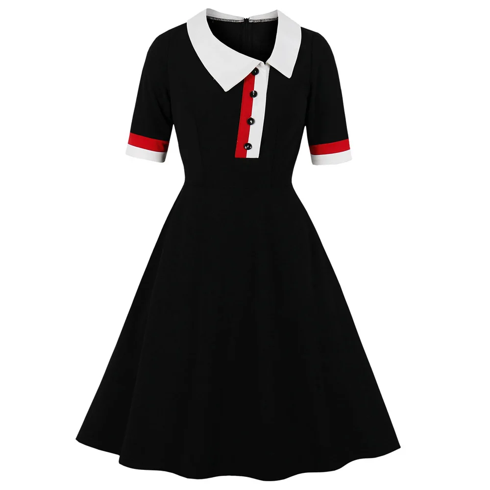 Kenancy контрастное лоскутное женское платье в стиле ретро Осенние с лацканами