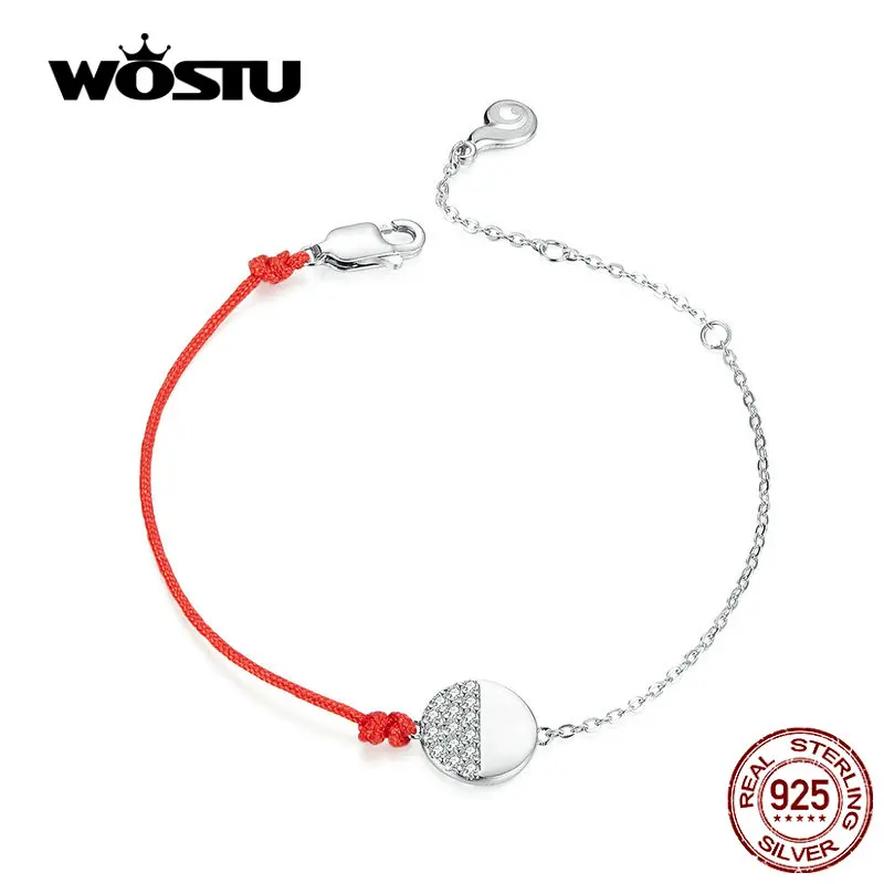 WOSTU Настоящее 925 пробы Серебряный Уникальный двойной цвет браслет цепочка дизайн красный и серебристый цвет регулируемый браслет CTB020