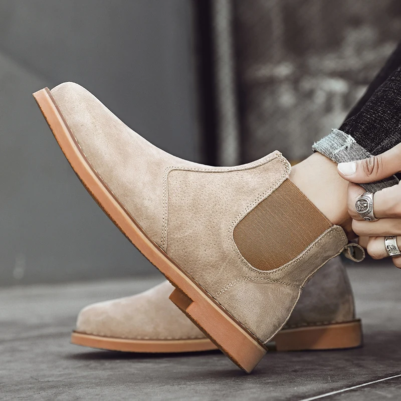 Мужские Кожаные Замшевые ботинки зимняя обувь для снега зимние мужские деловые