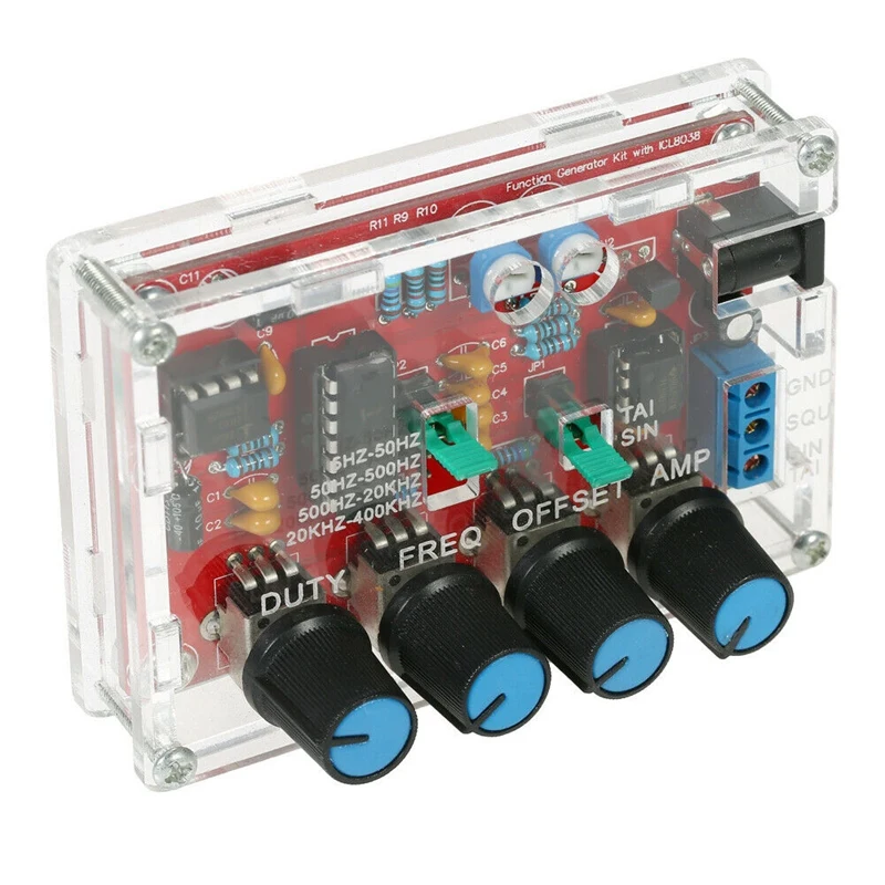 

NEW-ICL8038 5HZ-400KHZ Function Signal Generator DIY Kit Sine Triple-cornered Square Sawtooth Wave Output