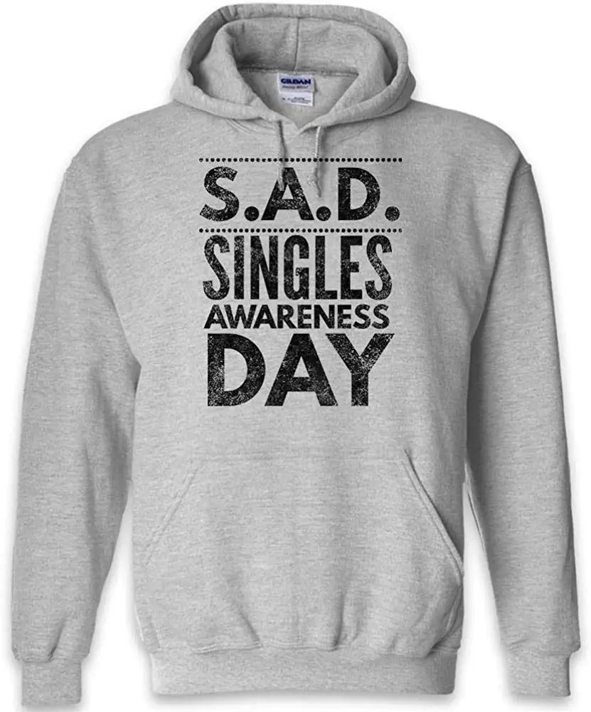 Забавная Толстовка Teelaunch SAD Singles awarency Day | черный темно синий серый S до 2XL
