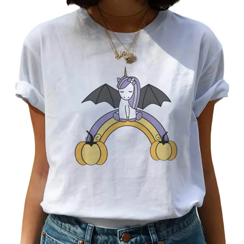 Женские футболки с рисунками из мультфильмов Kawaii милые Единорог Harajuku футболка
