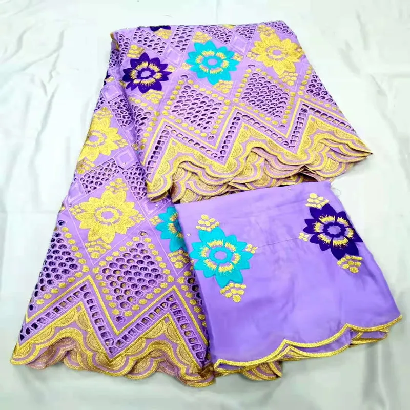 

5+2yards With Scarf Swiss Lace Fabric Heavy African Lace Fabric Embroidery 100%Cotton Swiss Cotton Fabric For Dresses KC13-4