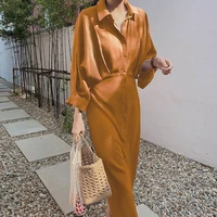 zanzea stylish solid shirt dress womens autumn sundress casual button maxi vestidos female lace up high waist robe oversized