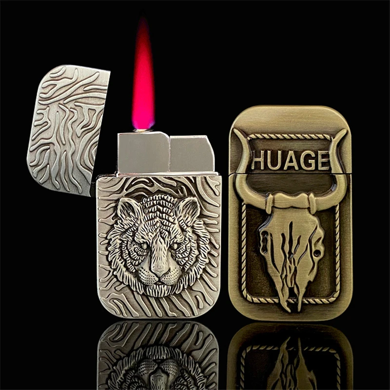 

New Creative Embossed Bull Gas Torch Lighter Windproof Cigarette Lighter Jet Butane Inflated Red Flame Men Bar Smoking Toy Gift