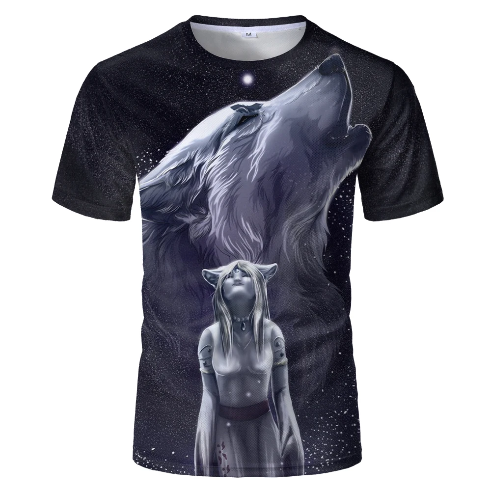 

2020Newest Wolf Head 3D Print Animal Cool Funny T-Shirt Men Short Sleeve Summer Tops Male T Shirt Fashion Breathable With Short