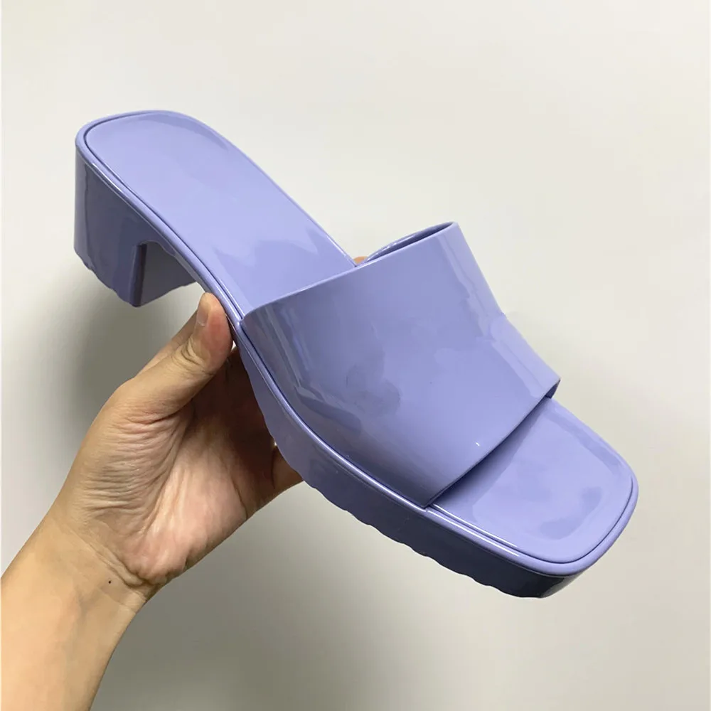 

Women Rubber Slippers Open Toe Outdoor High Heel Sandals Platform Slippers Ladies Beach Shoes Summer Flip Flops Jelly Shoes 2021