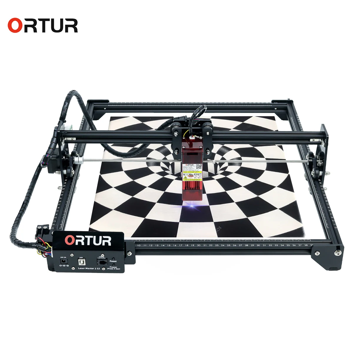 ORTUR Laser Master 2 S2-SF 24V Laser Engraving Cutting Machine DIY Laser Marking for Wood Metal Compresed Spot 410x390mm Area