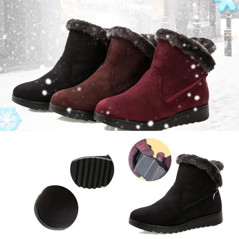 Зимние ботинки Женские зимние теплые на меху Модные замшевые ботильоны