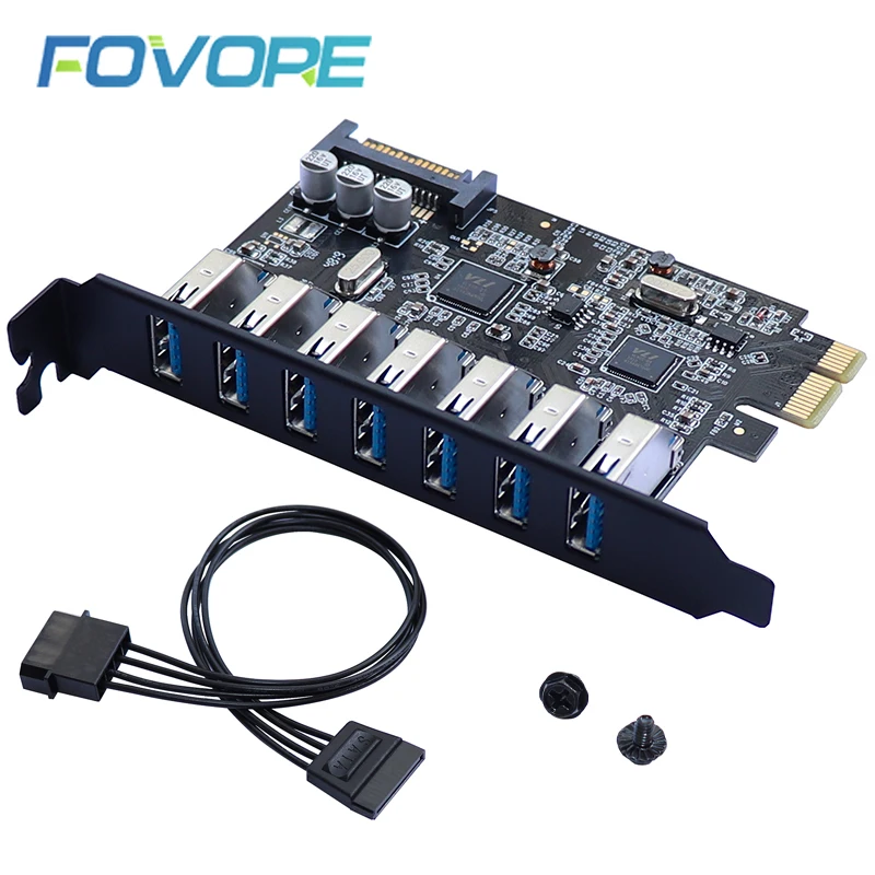 PCI e USB 3 адаптер с 7 портами PCIe 0 контроллер USB3 конвертер PCI-e Экспресс плата