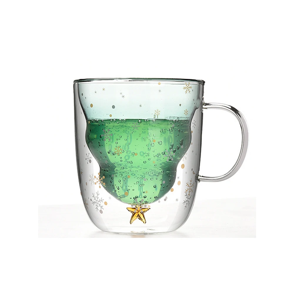 Creative Christmas Mug 3D Transparent Double Anti-Scalding Glass Star Cup Coffee Milk Juice Children's Gift | Дом и сад