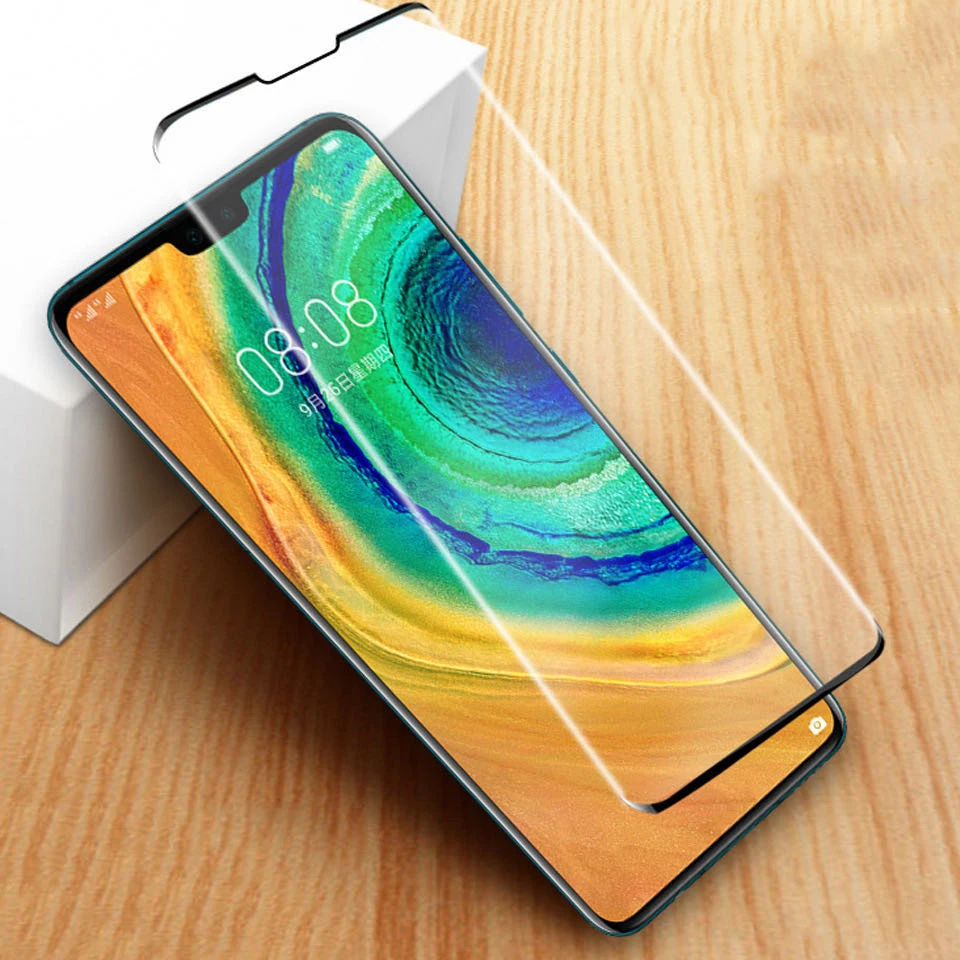 50Pcs/Lot Full Curved Edge Tempered Glass Protector For Huawei P30 P40 Pro Mate 20 30Pro P20 Lite Screen Protective Glass