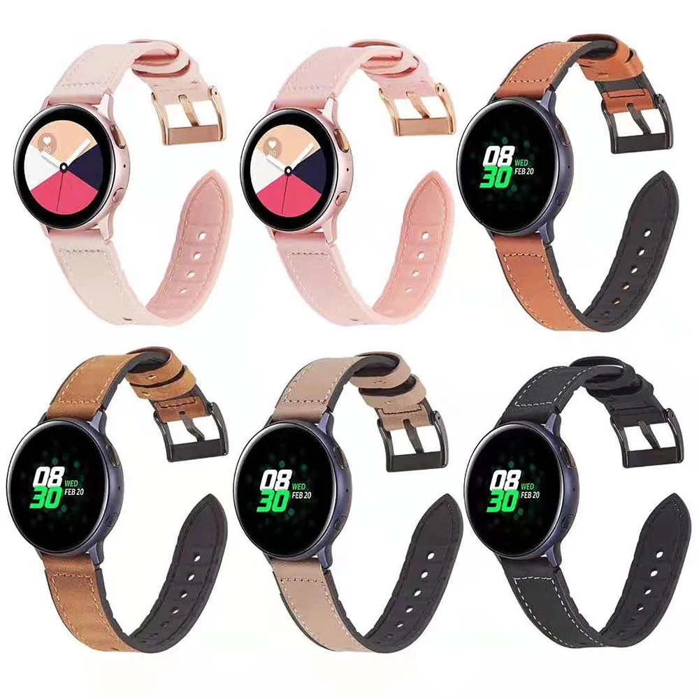 

Ремешок силиконовый и кожаный для Samsung Galaxy Watch 4 3, классический браслет для Active 2 40 мм 44 мм 45 мм 41 мм, 22 мм 20 мм