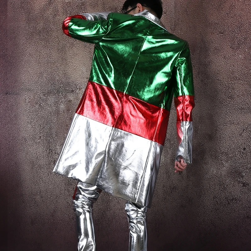 

coats, hip-hop Men's street clothes, faux leather, tights, connectors, long American coats