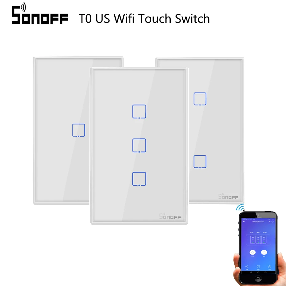 Умный выключатель Sonoff Wi-Fi T0 США ЕС 1 2 3 банды сенсорная панель беспроводной пульт