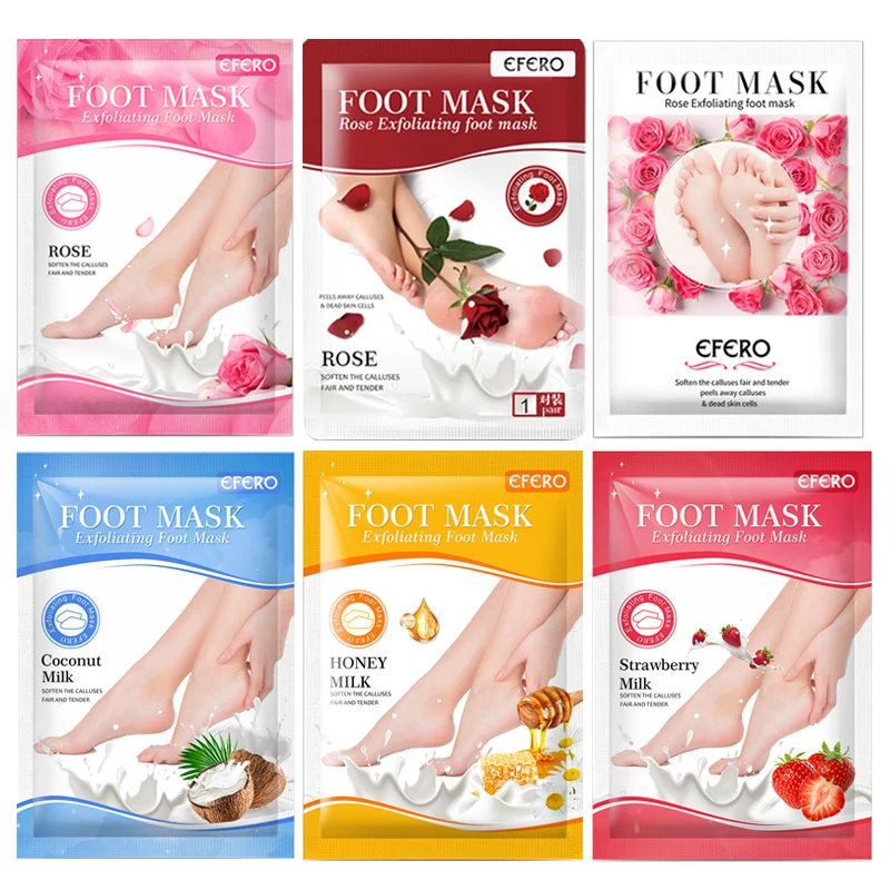 

EFERO 6Packs Foot Mask Peel Moisturizing Removal Calluses Crack Heel Socks for Pedicure Socks Foot Spa Exfoliating Feet Mask