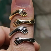 wholesale vintage love hugging hands ring women men personality punk opening ring jewelry wedding anniversary gifts for lovers