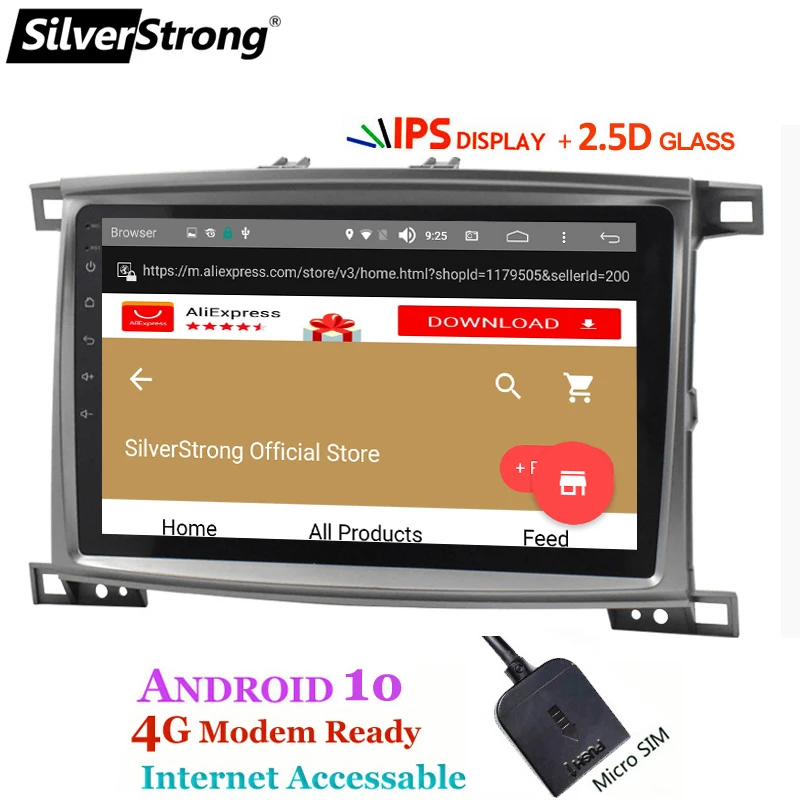 SilverStrong Android10.0 10,1 дюймов LC100 автомобильный DVD навигатор для Toyota Land Cruiser100 LX470 gps ГЛОНАСС land cruiser 4500,4700