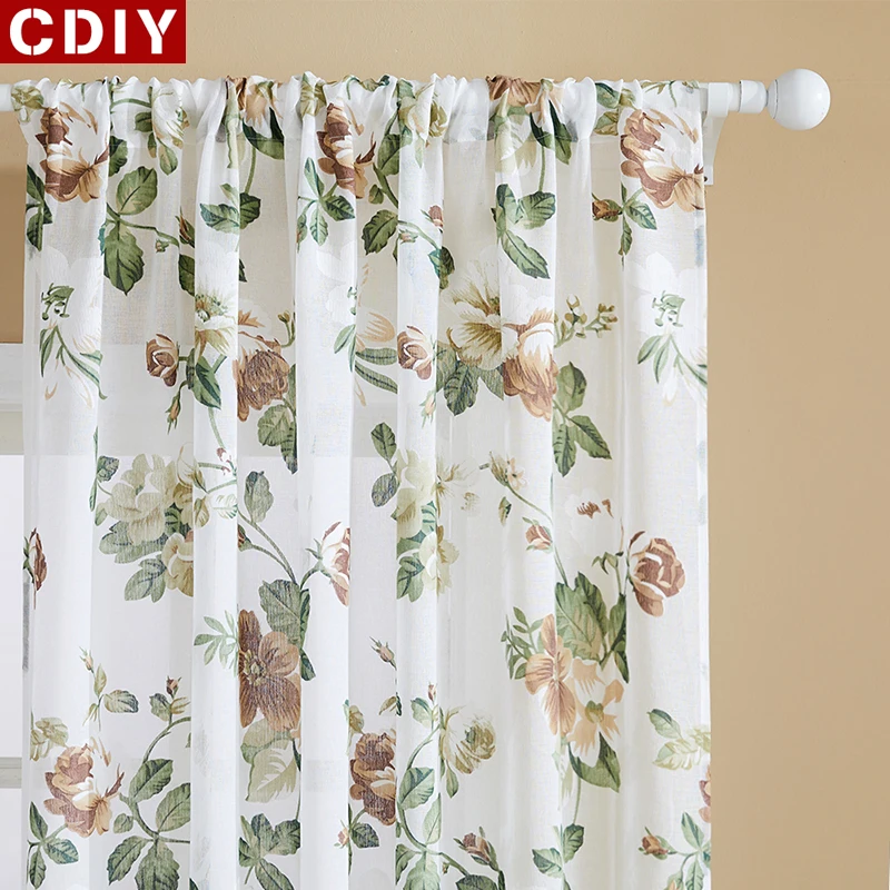 Соревнование CDIY Цветочный Тюль для Гостиная Спальня вуаль шторы Европа печатных