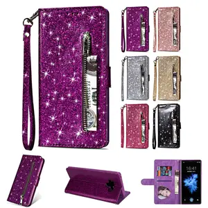 bling case s10 e for samsung galaxy j4 j6 a6 plus 2018 j330 j5 pro j730 a5 a7 2017 a6 plus 2018 leather flip zipper wallet cover free global shipping