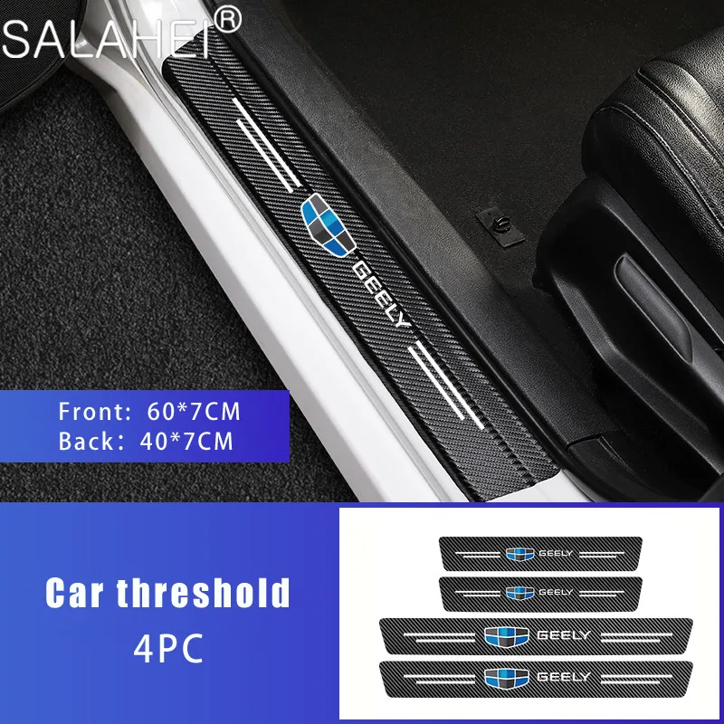 

4Pcs/Set Car Interior Sticker Carbon Fiber Door Sill Strip Anti Scratch For Geely Atlas Boyue NL3 X6 EX7 Emgrand X7 SUV GT GC9