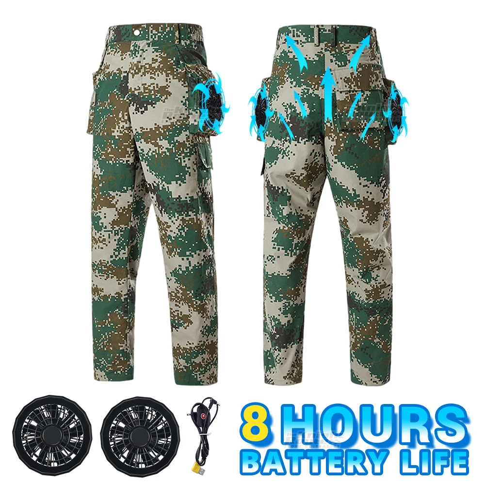 

Summer Cooling Fan Pants Breathable Hiking Pants Workwear Heatstroke Protection USB Power Supply Air Conditioning Clothing Men