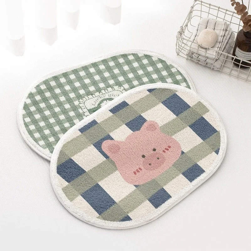 

Simple Lattice Bathroom Floor Imitation Cashmere Mat Lovely Door Bathroom Door Absorbent Blanket Bedroom Carpet Area Rug
