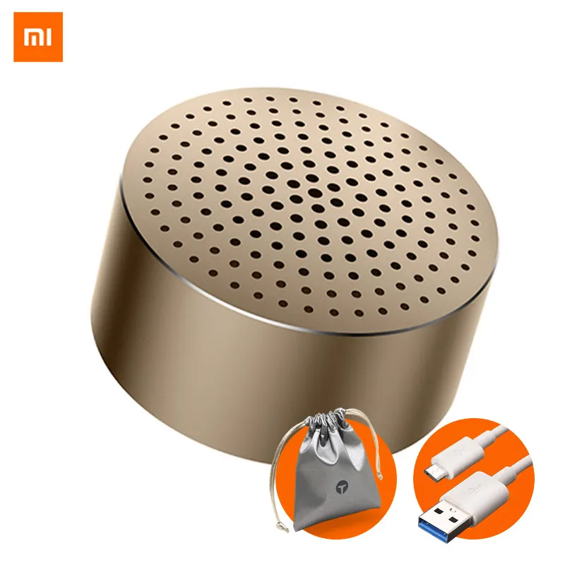 Xiaomi Мини стерео Bluetooth портативный динамик с микрофоном Водонепроницаемая беспроводная гарнитура Bluetooth Mp3 музыкальный плеер динамик - Цвет: GoldAndCableAndBag