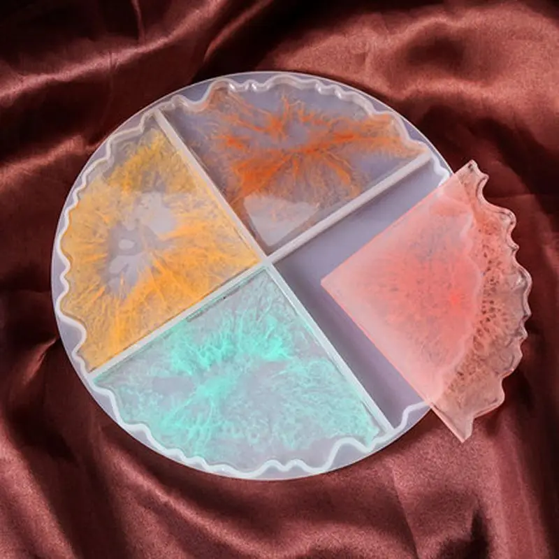 

2Pcs Silicone Interlocked Coaster Mold Irregular Cup Bowl Mats Epoxy Resin Molds Geode Agate Slice Molds Art Crafts Tool