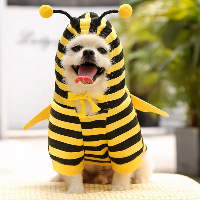 

Pet Cosplay Clothes Dog Bee Funny Coat Cat Warm Fleece Outdoor Wings Sweater Puppy Winter Hoodie Chihuahua Jumpsuit Schnauzer